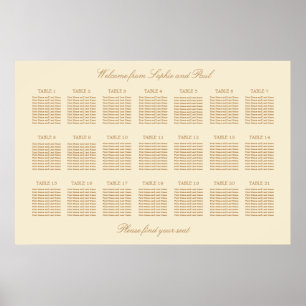 Poster Cartaz de Assentos de Casamento de Mesa Cream Beig