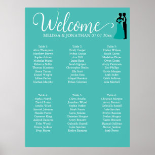 Poster Cartaz de assentos de casamento elegante branco tu