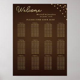 Poster Cartaz de Assentos de Casamento Elegante Marrom e
