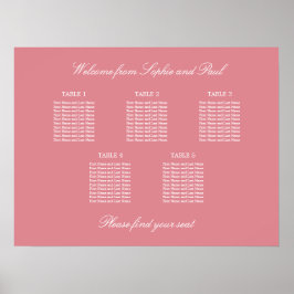 Poster Cartaz de Assentos de Casamento em Mesa Blush Pink
