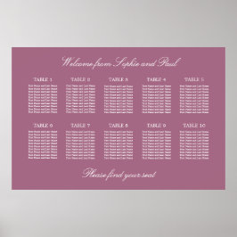 Poster Cartaz de Assentos de Casamento em Mesa Mauve 10