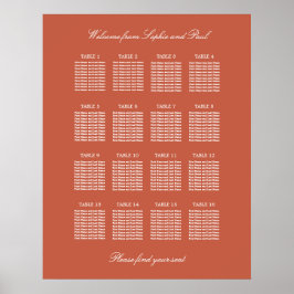 Poster Cartaz de Assentos de Casamento em Mesa Terracota 