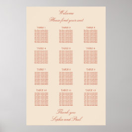 Poster Cartaz de Assentos de Casamento em Mesa Terracotta