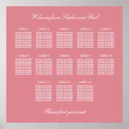 Poster Cartaz de Assentos de Casamento na Mesa Blush Pink