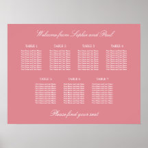 Cartaz de Assentos de Casamento na Mesa Blush Pink