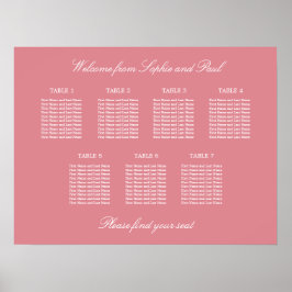 Poster Cartaz de Assentos de Casamento na Mesa Blush Pink