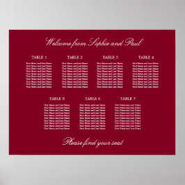 Poster Cartaz de Assentos de Casamento na Mesa Burgundy 7