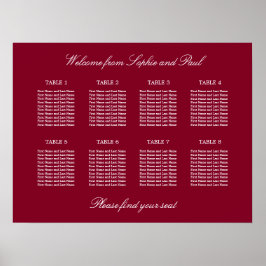 Poster Cartaz de Assentos de Casamento na Mesa Burgundy 8