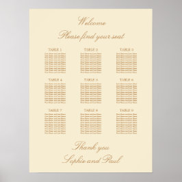 Poster Cartaz de Assentos de Casamento na Mesa Cream Beig