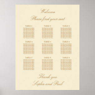 Poster Cartaz de Assentos de Casamento na Mesa Cream Beig