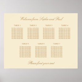 Poster Cartaz de Assentos de Casamento na Mesa Cream Beig