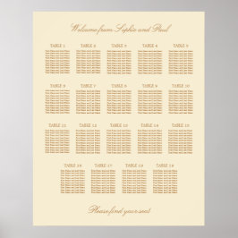 Poster Cartaz de Assentos de Casamento na Mesa Cream Beig