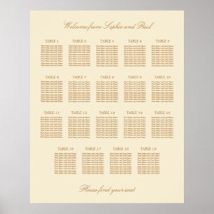 Poster Cartaz de Assentos de Casamento na Mesa Cream Beig