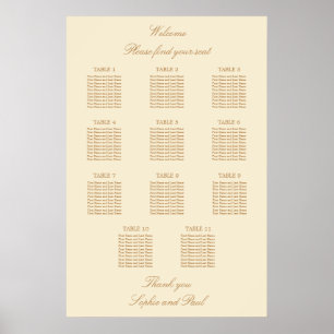 Poster Cartaz de Assentos de Casamento na Mesa Cream Beig