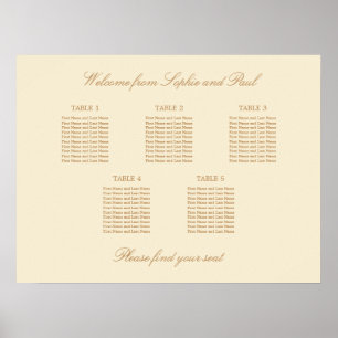 Poster Cartaz de Assentos de Casamento na Mesa Cream Beig