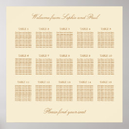 Poster Cartaz de Assentos de Casamento na Mesa Cream Beig