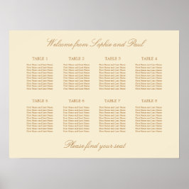 Poster Cartaz de Assentos de Casamento na Mesa Cream Beig