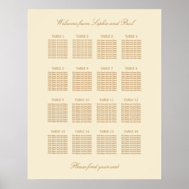 Poster Cartaz de Assentos de Casamento na Mesa Cream Beig