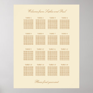 Poster Cartaz de Assentos de Casamento na Mesa Cream Beig