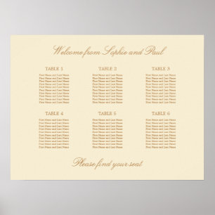 Poster Cartaz de Assentos de Casamento na Mesa Cream Beig