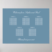 Cartaz de Assentos de Casamento na Mesa Dusty Blue