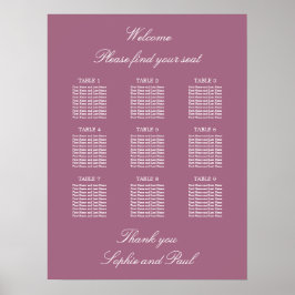 Poster Cartaz de Assentos de Casamento na Mesa Mauve 9