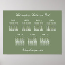 Poster Cartaz de Assentos de Casamento na Mesa Sage Green