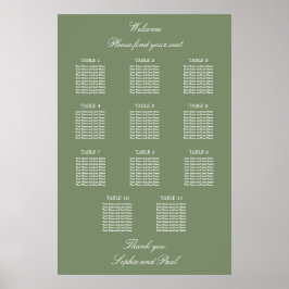 Poster Cartaz de Assentos de Casamento na Mesa Sage Green