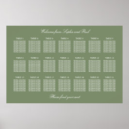 Poster Cartaz de Assentos de Casamento na Mesa Sage Verde