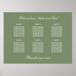 Poster Cartaz de Assentos de Casamento na Mesa Sage Verde