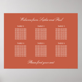 Poster Cartaz de Assentos de Casamento na Mesa Terracotta