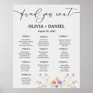 Poster Cartaz de Assentos de Casamento Simples Minimalist