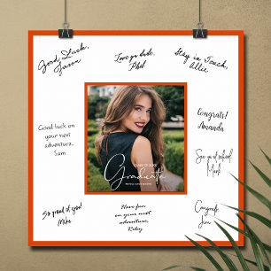 Poster Cartaz de Autógrafo de Formatura com Borda Laranja