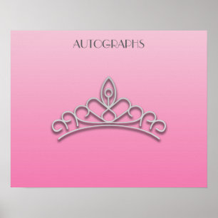 Póster Cartaz de Autógrafo de Tiara de Concurso Rosa e Pr