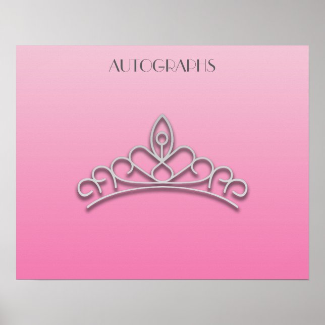 Póster Cartaz de Autógrafo de Tiara de Concurso Rosa e Pr (Frente)