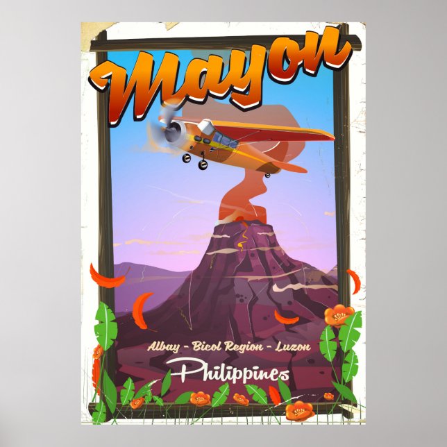 Póster Cartaz de aventura do vulcão Mayon Filipinas (Frente)