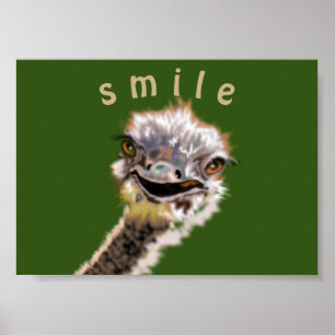 Poster Cartaz de Avestruz Divertido - Sorriso - Sua Cor -