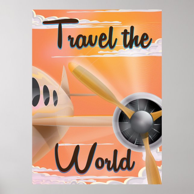 Poster Cartaz de avião clássico Viaje pelo Mundo (Frente)