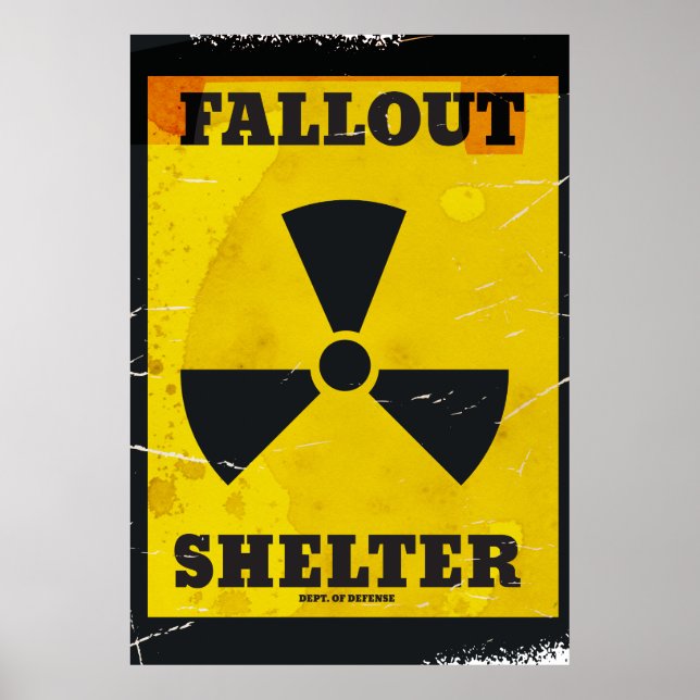 Póster Cartaz de aviso vintage do abrigo anti-radiação (Frente)