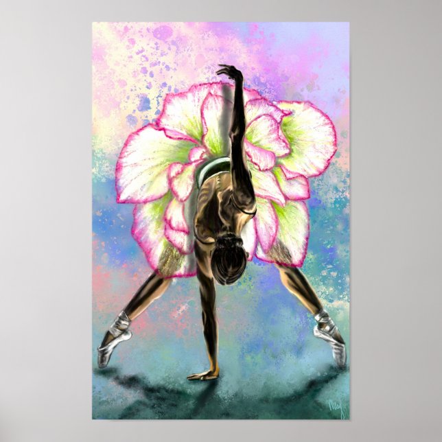 Poster Cartaz de Bailarina de Flor Mulher Dançarina de Ba (Frente)