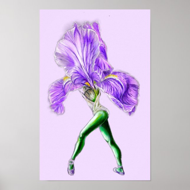 Poster Cartaz de Bailarina Flor de Íris Dança de Ballet (Frente)
