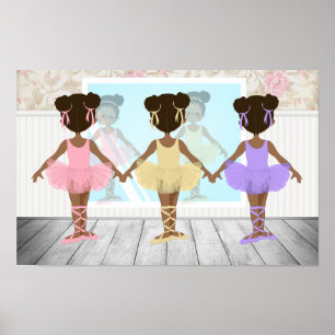 Poster Cartaz de Bailarina Menina Afro-Americana
