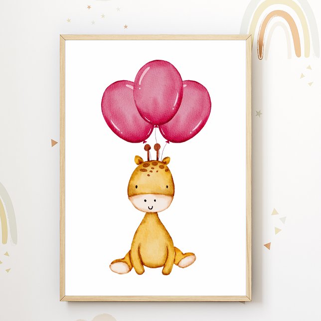 Poster Cartaz de Balão de Girafa para Berçário Decoração  (Criador carregado)