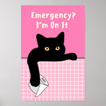 Cartaz de Banheiro de Gato Engraçado – Emergência?