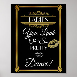 Poster cartaz de banheiro feminino Art Deco
