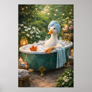 Poster Cartaz de Banho de Pato Engraçado, Banheiro de Ani
