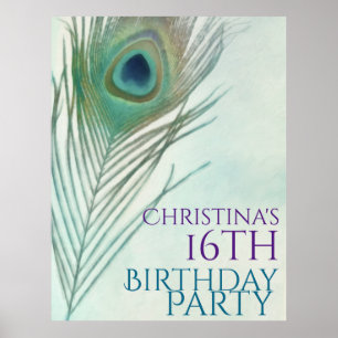 Póster Cartaz de Banner de Aquarela Boho Chic de Pena de 