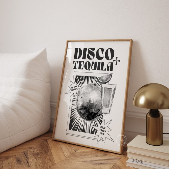 Poster Cartaz de Bar de Disco e Tequila (Disco and Tequila Bar Cart Poster)