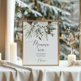 Poster Cartaz de bar de Mimosa de inverno perene elegante