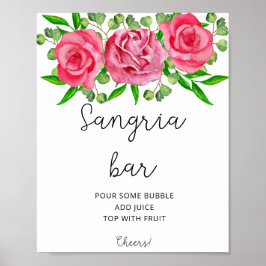 Poster Cartaz de bar de sangria floral em aquarela